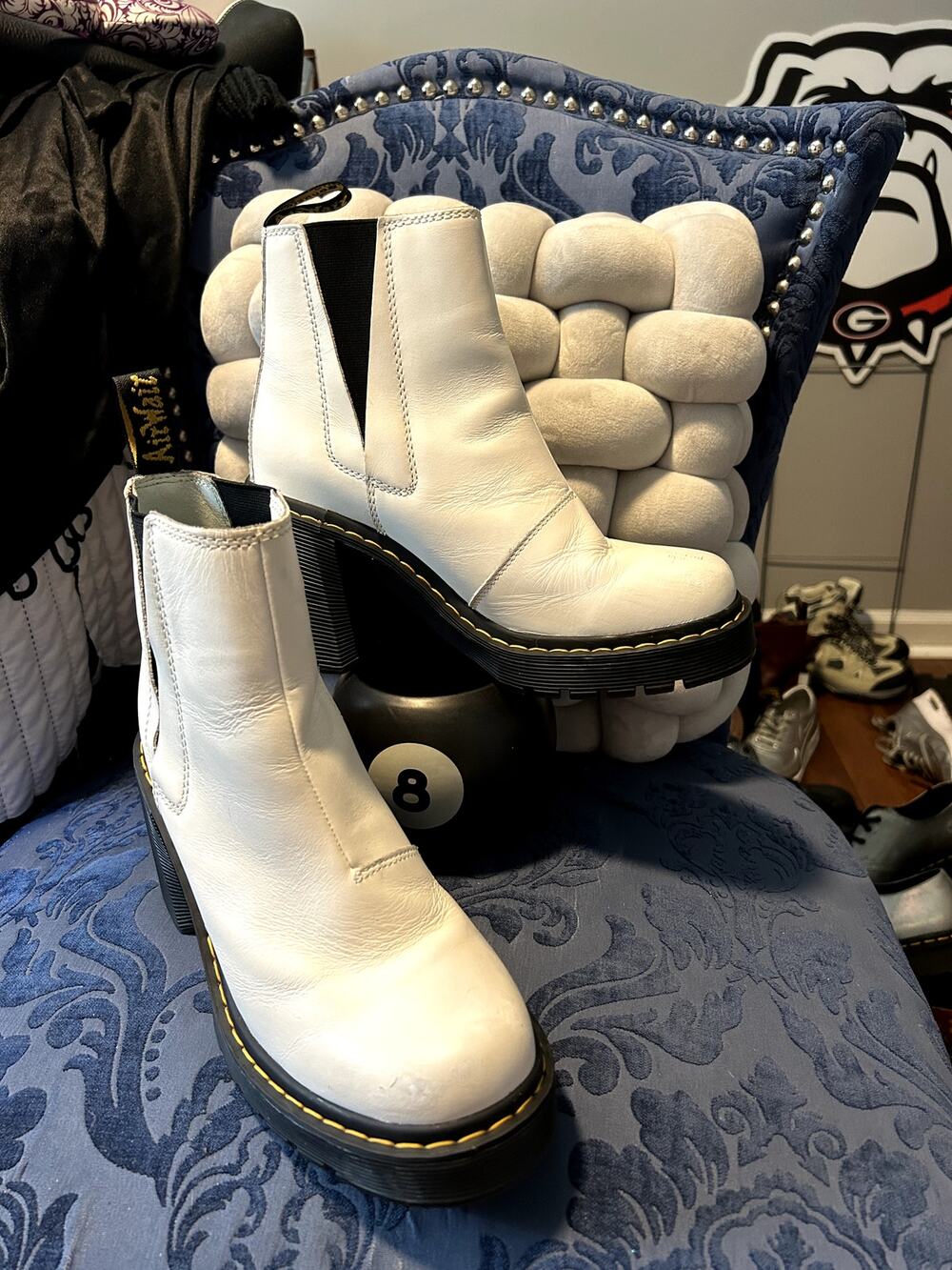 Dr Martens Spence Block Heel White Leather size 8/EU 39